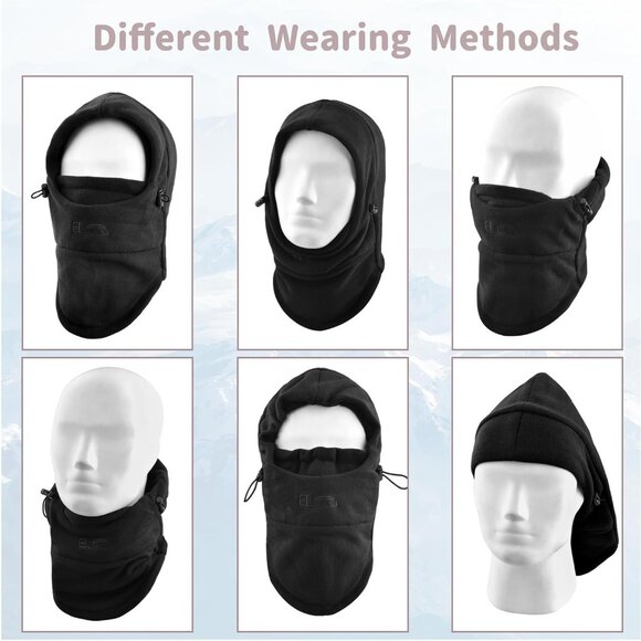 🆕 Kids Fleece Balaclava Blue Ski Face Mask Windproof Winter Hat Neck Warmer - Picture 5 of 7